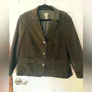 LL Bean Corduroy Blazer in Hunter Green Size 16 petite